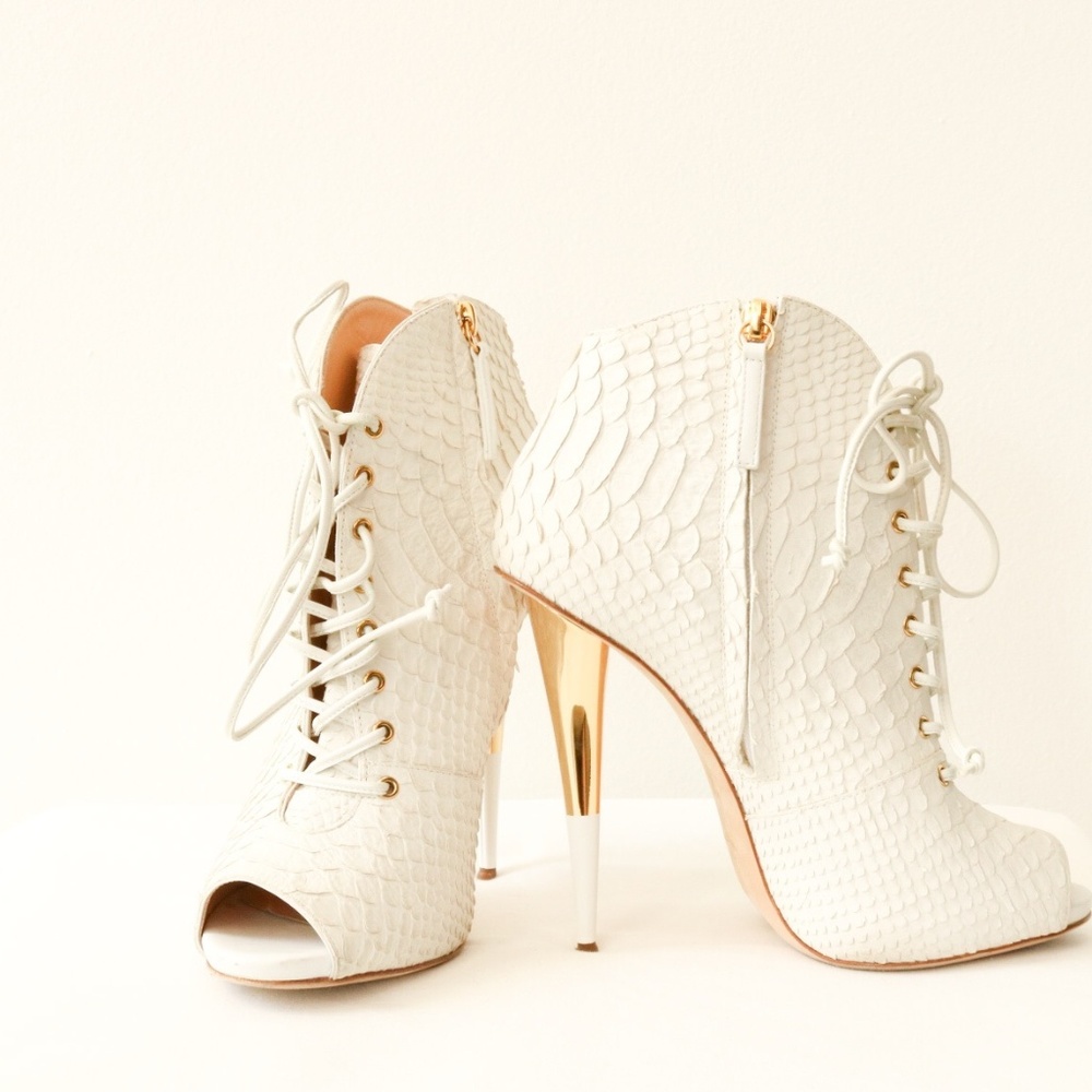 Giuseppe Zanotti Alligator Heeled Ankle Booties